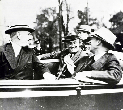 Alabama Heritage Senator Lister Hill (right), a staunch New Dealer, with (backseat, left to right) President Franklin D. Roosevelt and Alabama Governor Frank Dixon at the Tuskegee Institute, 1940. (Photo courtesy W.S. Hoole Special Collections, University of Alabama)