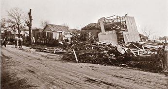 Damaged houses in Demopolis