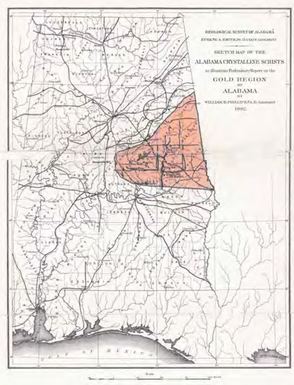 Alabama Gold Region Map